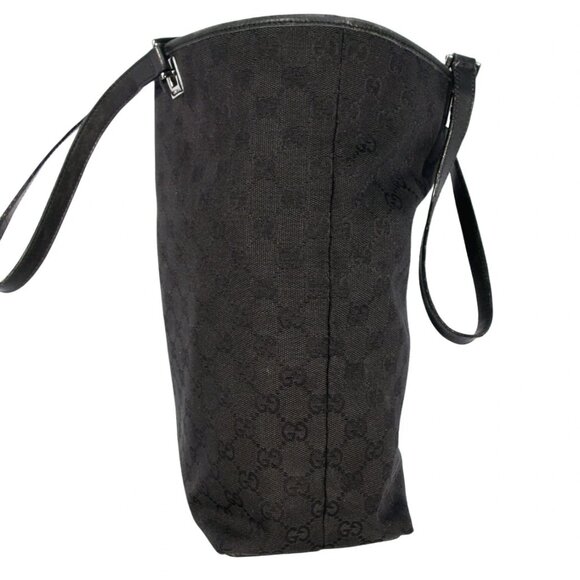 GUCCI Large All Black GG Signature Logo Shopper Tote Bag 31243 2123 - Picture 5 of 13